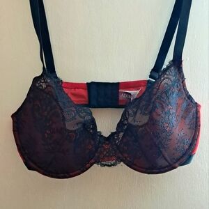 Adore Me Red & Black Lace Bra